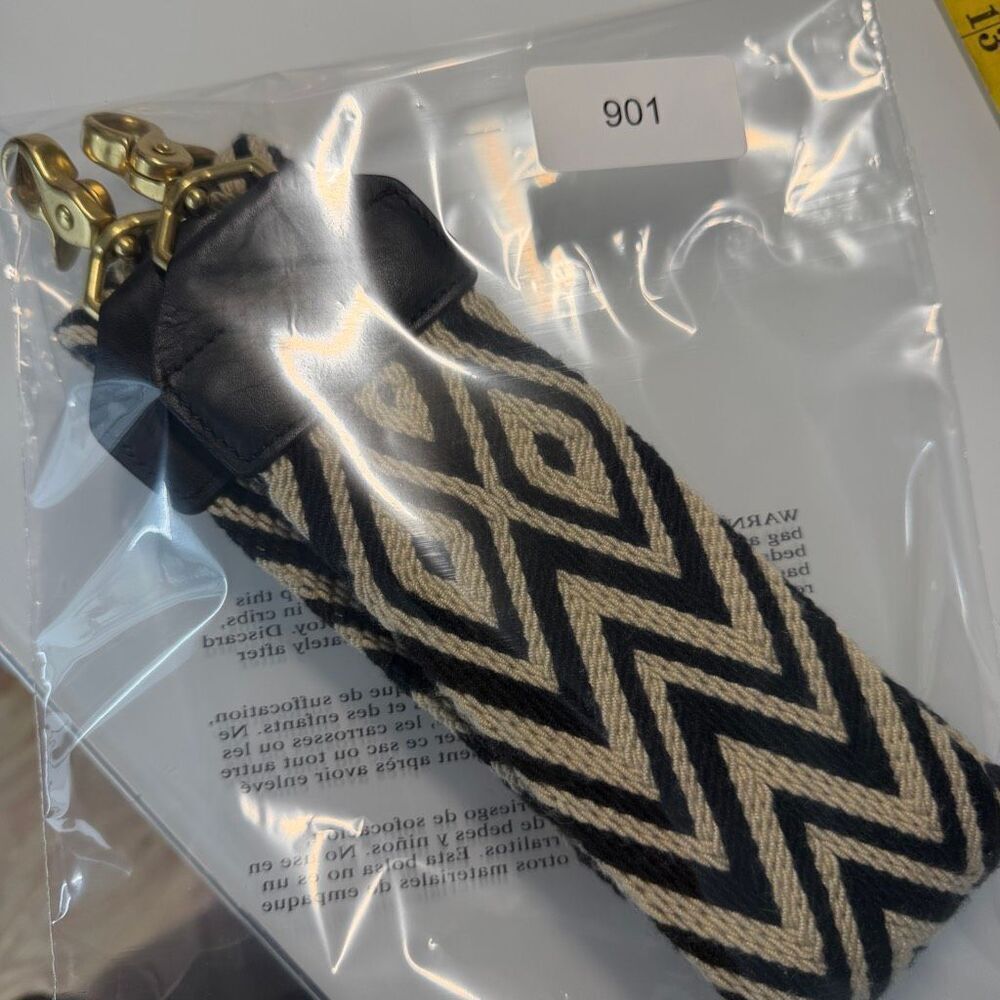 Salt Black Brown Chevron Gold Hardware Woven Bag Strap 41" - Picture 5 of 5